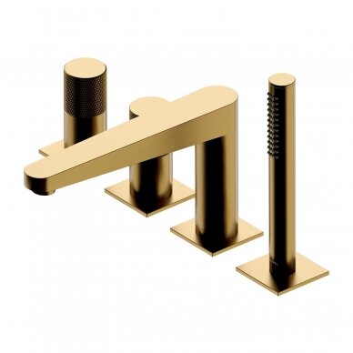 4 dalių braižyto aukso spalvos maišytuvas voniai Omnires Contour CT8032GLB