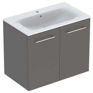 Geberit Selnova Square plonos konstrukcijos baldinio praustuvo rinkinys su apatine spintele, dviejų durų, 80cm, pasirenkama spalva 6