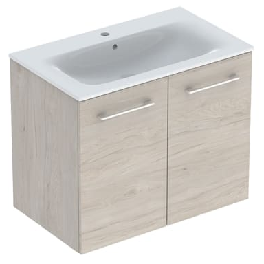 Geberit Selnova Square plonos konstrukcijos baldinio praustuvo rinkinys su apatine spintele, dviejų durų, 80cm, pasirenkama spalva 7