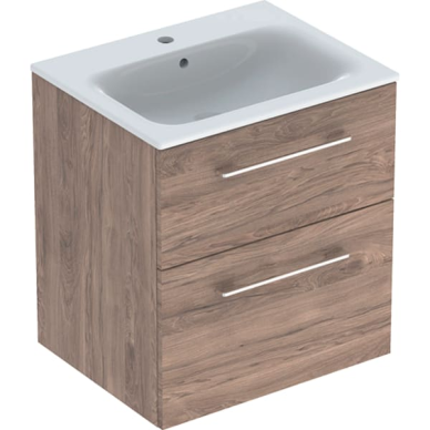 Geberit Selnova Square plonos konstrukcijos baldinio praustuvo rinkinys su apatine spintele, dviejų stalčių, 60cm, spalvų pasirinkimas 7