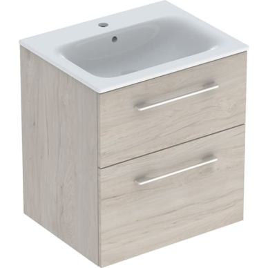 Geberit Selnova Square plonos konstrukcijos baldinio praustuvo rinkinys su apatine spintele, dviejų stalčių, 60cm, spalvų pasirinkimas 8