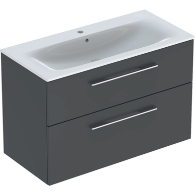 Geberit Selnova Square plonos konstrukcijos baldinio praustuvo rinkinys su apatine spintele, dviejų stalčių, 100cm, spalvų pasirinkimas 6 Geberit Selnova Square plonos konstrukcijos baldinio praustuvo rinkinys su apatine spintele, dviejų stalčių, 100cm, spalvų pasirinkimas 6