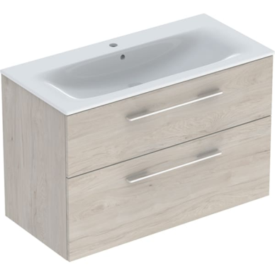 Geberit Selnova Square plonos konstrukcijos baldinio praustuvo rinkinys su apatine spintele, dviejų stalčių, 100cm, spalvų pasirinkimas 7 Geberit Selnova Square plonos konstrukcijos baldinio praustuvo rinkinys su apatine spintele, dviejų stalčių, 100cm, spalvų pasirinkimas 7