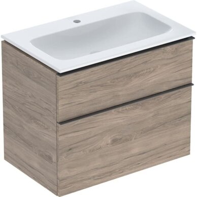 Geberit iCon baldinio praustuvo plonos konstrukcijos rinkinys, su spintele, dviem stalčiais ir praustuvo jungtimi 75cm, pasirenkama spalva 10