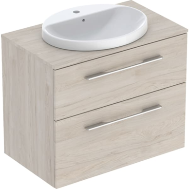 Geberit Selnova Square įleidžiamo praustuvo rinkinys su apatine spintele stalviršiu, dviejų stalčių, 79cm, spalvų pasirinkimas 7
