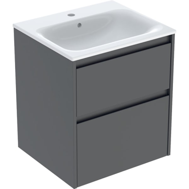 Geberit Selnova Square plonos konstrukcijos baldinio praustuvo rinkinys su apatine spintele, dviejų stalčių, 55cm, pasirenkama spalva 7