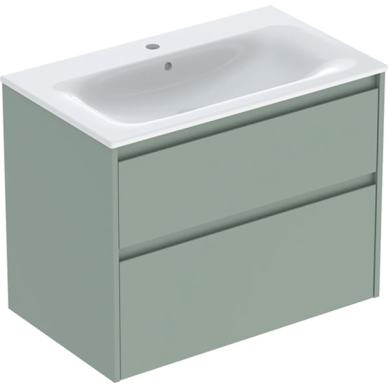 Geberit Selnova Square plonos konstrukcijos baldinio praustuvo rinkinys su apatine spintele, dviejų stalčių, 80cm, pasirenkama spalva 9