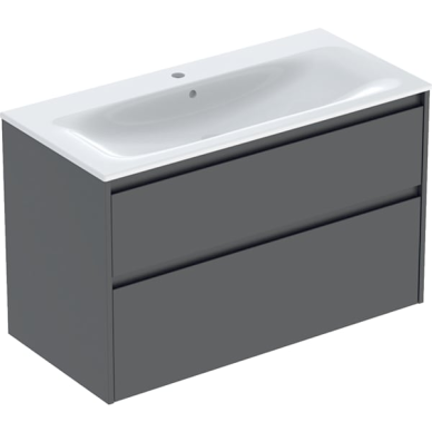 Geberit Selnova Square plonos konstrukcijos baldinio praustuvo rinkinys su apatine spintele, dviejų stalčių, 100cm, pasirenkama spalva 7