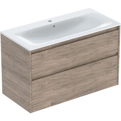 Geberit Selnova Square plonos konstrukcijos baldinio praustuvo rinkinys su apatine spintele, dviejų stalčių, 100cm, pasirenkama spalva 11