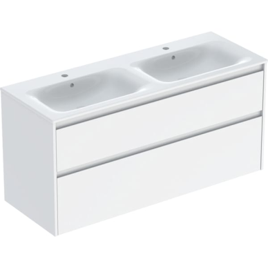 Geberit Selnova Square plonos konstrukcijos dvigubo baldinio praustuvo rinkinys su apatine spintele, dviejų stalčių, 130cm, pasirenkama spalva 6 Geberit Selnova Square plonos konstrukcijos dvigubo baldinio praustuvo rinkinys su apatine spintele, dviejų stalčių, 130cm, pasirenkama spalva 6