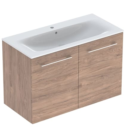 Geberit Selnova Square plonos konstrukcijos baldinio praustuvo rinkinys su apatine spintele, dviejų durų, 100cm, pasirenkama spalva 7