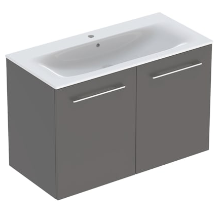 Geberit Selnova Square plonos konstrukcijos baldinio praustuvo rinkinys su apatine spintele, dviejų durų, 100cm, pasirenkama spalva 6 Geberit Selnova Square plonos konstrukcijos baldinio praustuvo rinkinys su apatine spintele, dviejų durų, 100cm, pasirenkama spalva 6