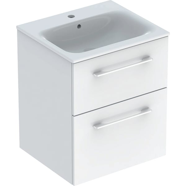 Geberit Selnova Square plonos konstrukcijos baldinio praustuvo rinkinys su apatine spintele, dviejų stalčių, 55cm, spalvų pasirinkimas 5