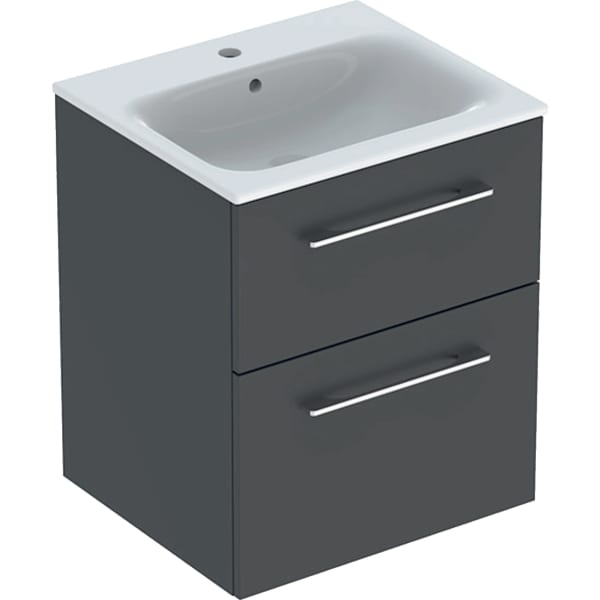 Geberit Selnova Square plonos konstrukcijos baldinio praustuvo rinkinys su apatine spintele, dviejų stalčių, 55cm, spalvų pasirinkimas 6