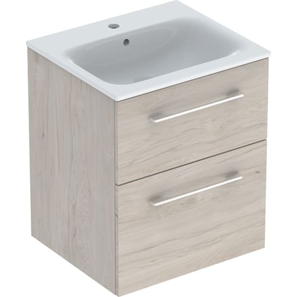Geberit Selnova Square plonos konstrukcijos baldinio praustuvo rinkinys su apatine spintele, dviejų stalčių, 55cm, spalvų pasirinkimas 8