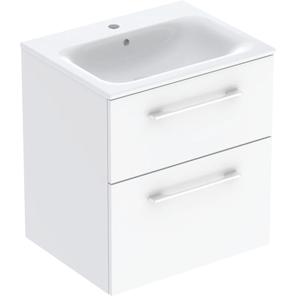 Geberit Selnova Square plonos konstrukcijos baldinio praustuvo rinkinys su apatine spintele, dviejų stalčių, 60cm, spalvų pasirinkimas 5