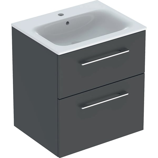 Geberit Selnova Square plonos konstrukcijos baldinio praustuvo rinkinys su apatine spintele, dviejų stalčių, 60cm, spalvų pasirinkimas 6