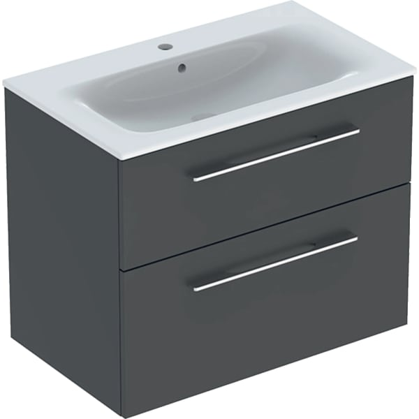 Geberit Selnova Square plonos konstrukcijos baldinio praustuvo rinkinys su apatine spintele, dviejų stalčių, 80cm, spalvų pasirinkimas 6 Geberit Selnova Square plonos konstrukcijos baldinio praustuvo rinkinys su apatine spintele, dviejų stalčių, 80cm, spalvų pasirinkimas 6