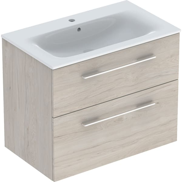 Geberit Selnova Square plonos konstrukcijos baldinio praustuvo rinkinys su apatine spintele, dviejų stalčių, 80cm, spalvų pasirinkimas 8