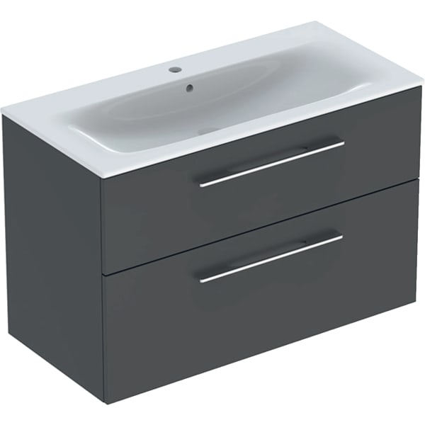 Geberit Selnova Square plonos konstrukcijos baldinio praustuvo rinkinys su apatine spintele, dviejų stalčių, 100cm, spalvų pasirinkimas 6