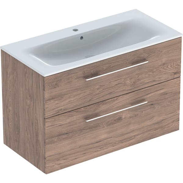 Geberit Selnova Square plonos konstrukcijos baldinio praustuvo rinkinys su apatine spintele, dviejų stalčių, 100cm, spalvų pasirinkimas 8 Geberit Selnova Square plonos konstrukcijos baldinio praustuvo rinkinys su apatine spintele, dviejų stalčių, 100cm, spalvų pasirinkimas 8