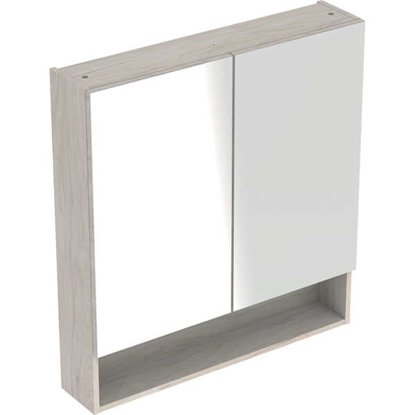 Geberit Selnova Square veidrodinė spintelė su dvejomis durelėmis ir dvejomis stiklinėmis lentynomis, 60x85cm, spalvų pasirinkimas 9