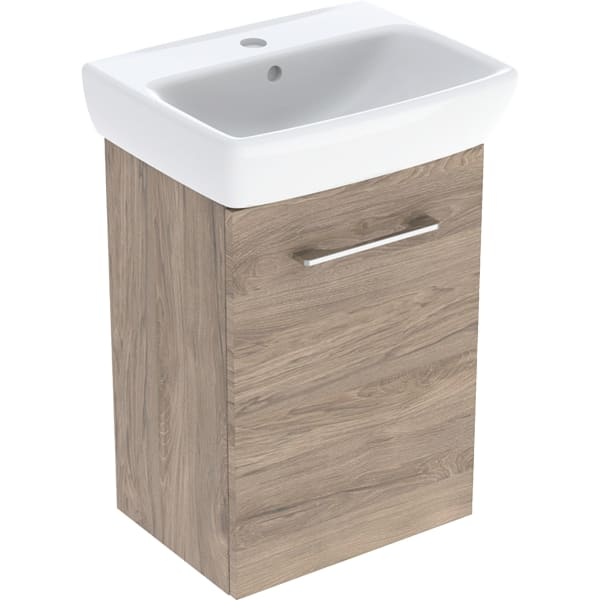 Geberit Selnova Square praustuvo mažiems vonios kambariams rinkinys su spintele, vienerių durų, 45cm, spalvų pasirinkimas 7 Geberit Selnova Square praustuvo mažiems vonios kambariams rinkinys su spintele, vienerių durų, 45cm, spalvų pasirinkimas 7