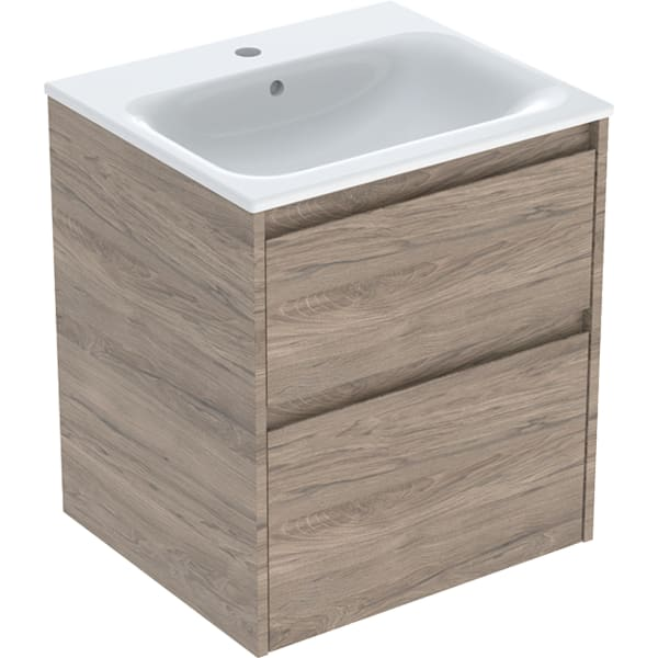 Geberit Selnova Square plonos konstrukcijos baldinio praustuvo rinkinys su apatine spintele, dviejų stalčių, 55cm, pasirenkama spalva 11