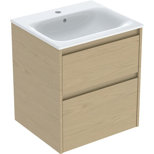 Geberit Selnova Square plonos konstrukcijos baldinio praustuvo rinkinys su apatine spintele, dviejų stalčių, 55cm, pasirenkama spalva 10