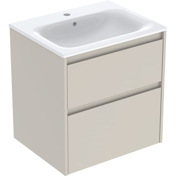 Geberit Selnova Square plonos konstrukcijos baldinio praustuvo rinkinys su apatine spintele, dviejų stalčių, 60cm, pasirenkama spalva 8