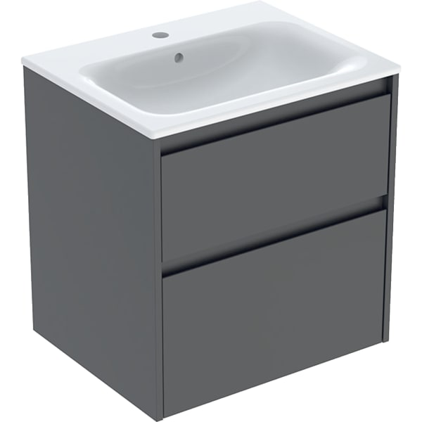 Geberit Selnova Square plonos konstrukcijos baldinio praustuvo rinkinys su apatine spintele, dviejų stalčių, 60cm, pasirenkama spalva 7 Geberit Selnova Square plonos konstrukcijos baldinio praustuvo rinkinys su apatine spintele, dviejų stalčių, 60cm, pasirenkama spalva 7