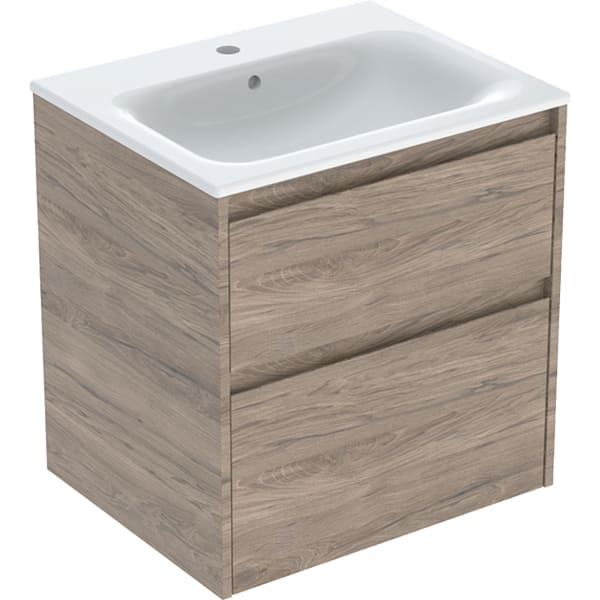Geberit Selnova Square plonos konstrukcijos baldinio praustuvo rinkinys su apatine spintele, dviejų stalčių, 60cm, pasirenkama spalva 11