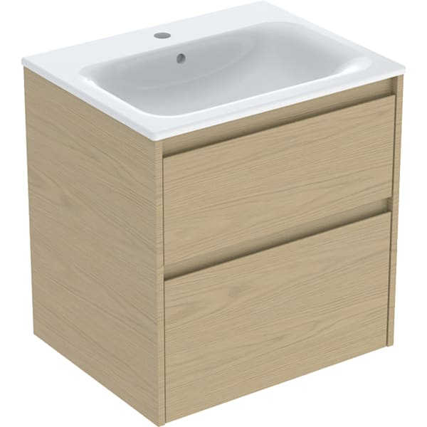 Geberit Selnova Square plonos konstrukcijos baldinio praustuvo rinkinys su apatine spintele, dviejų stalčių, 60cm, pasirenkama spalva 10