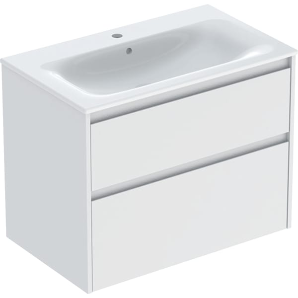 Geberit Selnova Square plonos konstrukcijos baldinio praustuvo rinkinys su apatine spintele, dviejų stalčių, 80cm, pasirenkama spalva 7