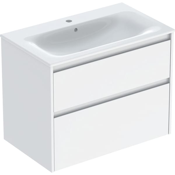 Geberit Selnova Square plonos konstrukcijos baldinio praustuvo rinkinys su apatine spintele, dviejų stalčių, 80cm, pasirenkama spalva 6