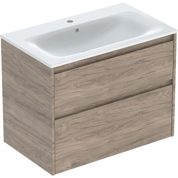 Geberit Selnova Square plonos konstrukcijos baldinio praustuvo rinkinys su apatine spintele, dviejų stalčių, 80cm, pasirenkama spalva 11