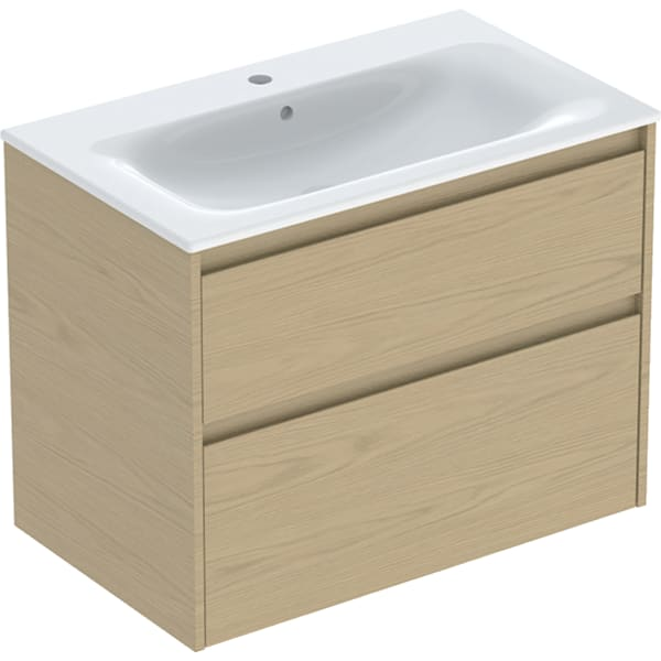 Geberit Selnova Square plonos konstrukcijos baldinio praustuvo rinkinys su apatine spintele, dviejų stalčių, 80cm, pasirenkama spalva 10