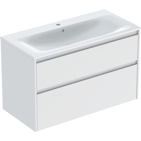 Geberit Selnova Square plonos konstrukcijos baldinio praustuvo rinkinys su apatine spintele, dviejų stalčių, 100cm, pasirenkama spalva 6