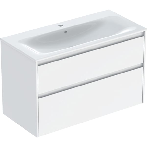Geberit Selnova Square plonos konstrukcijos baldinio praustuvo rinkinys su apatine spintele, dviejų stalčių, 100cm, pasirenkama spalva 5