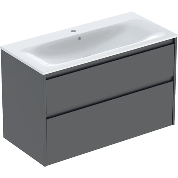 Geberit Selnova Square plonos konstrukcijos baldinio praustuvo rinkinys su apatine spintele, dviejų stalčių, 100cm, pasirenkama spalva 7 Geberit Selnova Square plonos konstrukcijos baldinio praustuvo rinkinys su apatine spintele, dviejų stalčių, 100cm, pasirenkama spalva 7