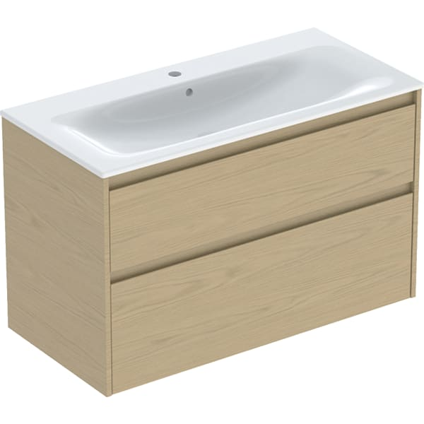 Geberit Selnova Square plonos konstrukcijos baldinio praustuvo rinkinys su apatine spintele, dviejų stalčių, 100cm, pasirenkama spalva 10 Geberit Selnova Square plonos konstrukcijos baldinio praustuvo rinkinys su apatine spintele, dviejų stalčių, 100cm, pasirenkama spalva 10