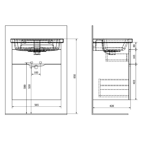 Vonios spintelė Sapho Ella su praustuvu 50/60/80 cm 10 Vonios spintelė Sapho Ella su praustuvu 50/60/80 cm 10