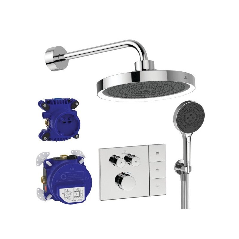 Ideal Standard CERATHERM NAVIGO SOLOS potinkinė termostatinė sistema, dušo galva su apšvietimu, 330mm 6