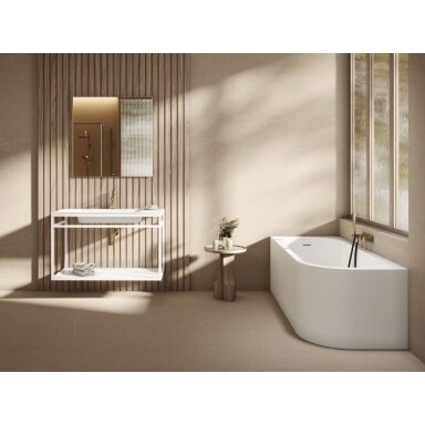 Akrilinė vonia Corner Right 170x70 su apvalintu kampu, White Matt