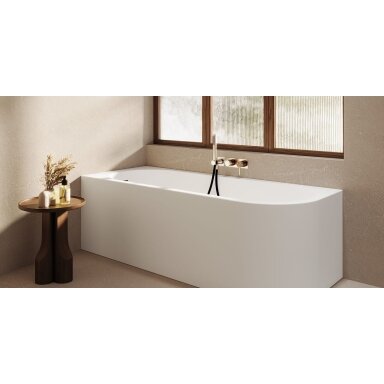 Akrilinė vonia Corner Right 170x70 su apvalintu kampu, White Matt