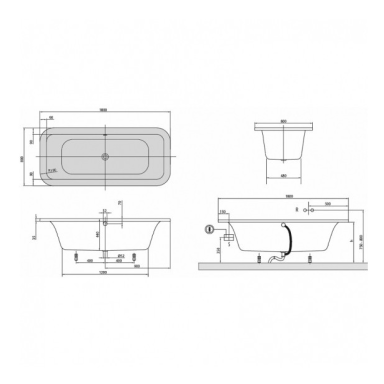 Akrilinė vonia Villeroy&Boch Loop&Friends Square Duo 180x80
