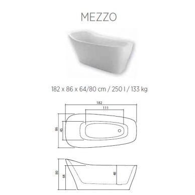 Akmens masės vonia Balteco Mezzo 182x86 5