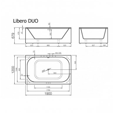 Akmens masės vonia Libero Duo 190x120 2