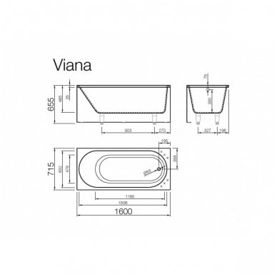 Akmens masės vonia Viana 1600x715 Vispool