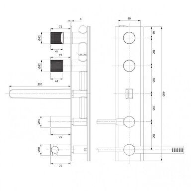 Antracito spalvos 5 dalių vonios maišytuvas Omnires Contour CT8037/1AT